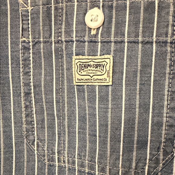 Denim & Supply Ralph Lauren Navy Pinstripe Casual Shirt Mens L Slim Fit - Picture 4 of 10